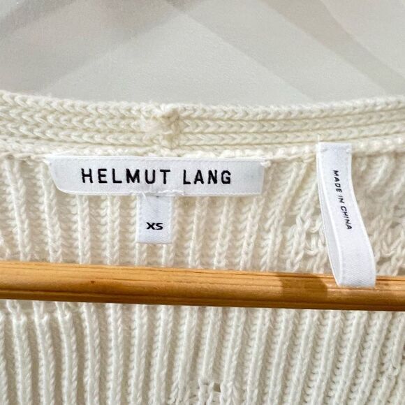 Helmut Lang Women’s XS Cream Wool Blend Oversized Distressed Sweater $425 - Picture 6 of 8